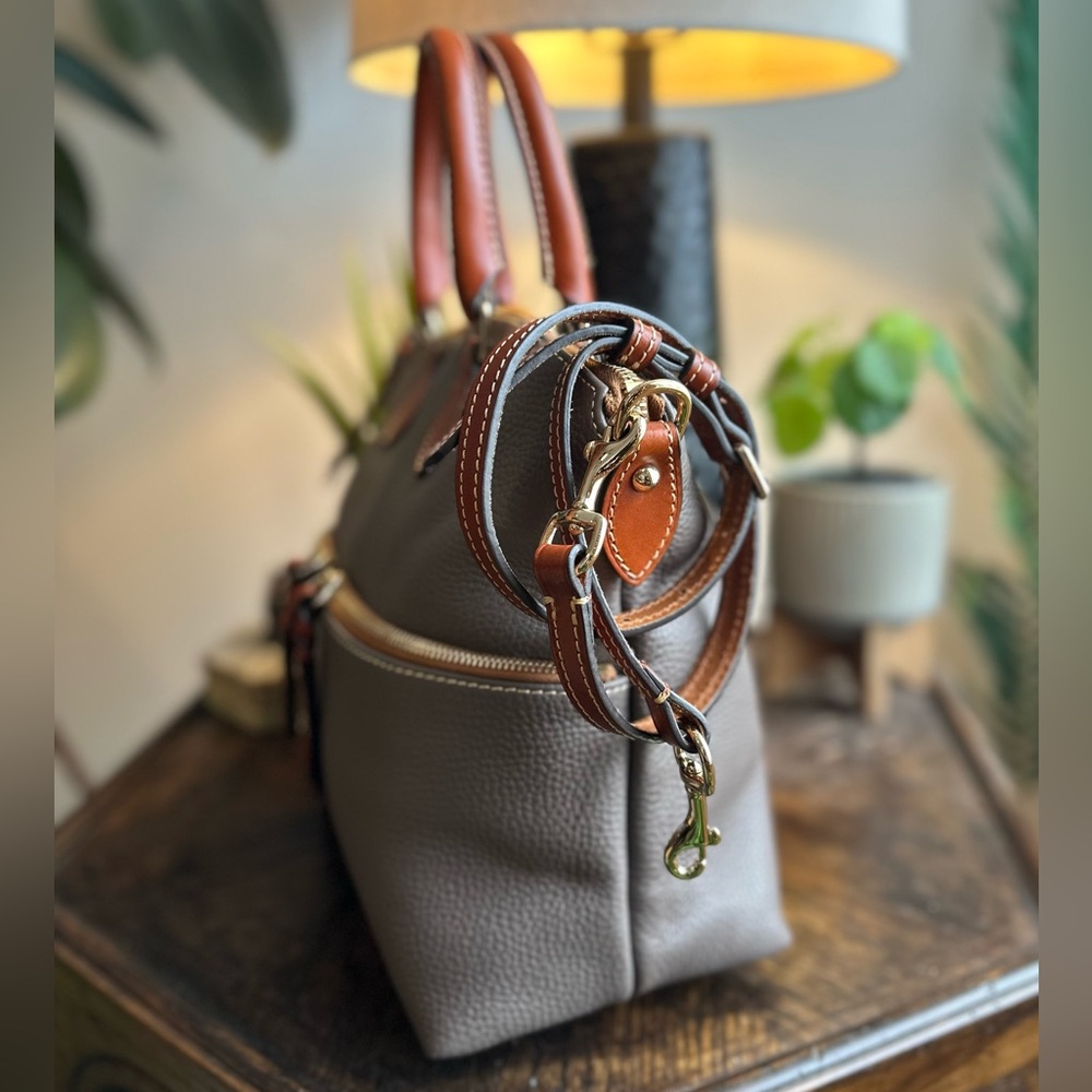 Dooney & Bourke Dillen Double Pocket Satchel in Elephant Grey - Picture 7 of 16